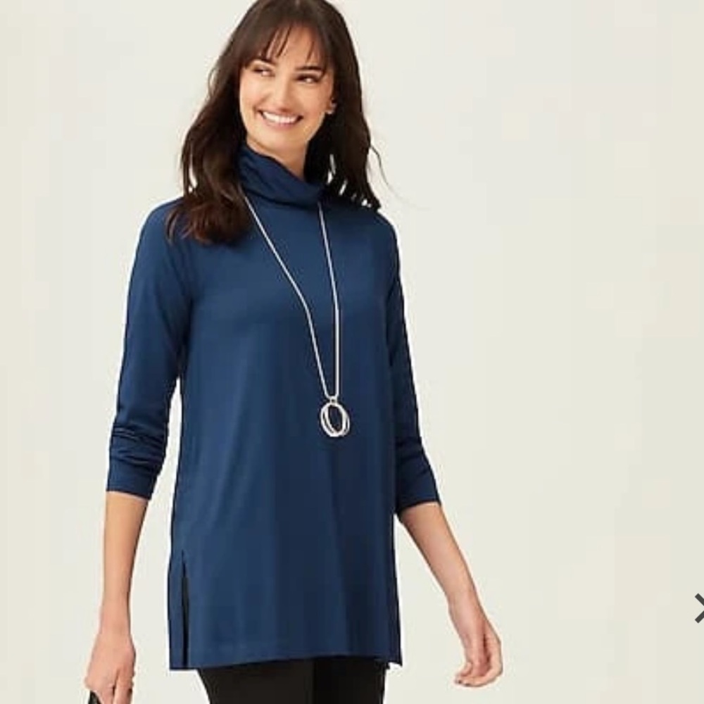 J. Jill Artic Blue Luxe Supima Everyday Turtleneck Tunic L
